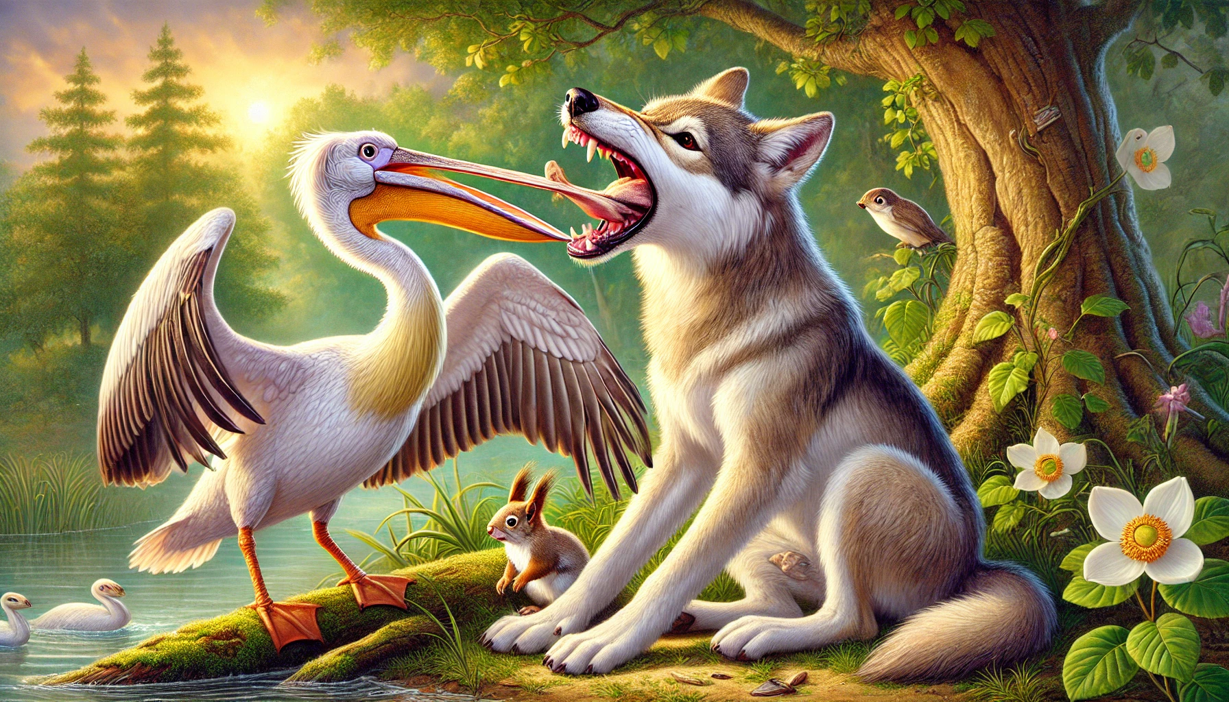 The Tale of the Wolf with the Pelican- Aesop’s fairy tales